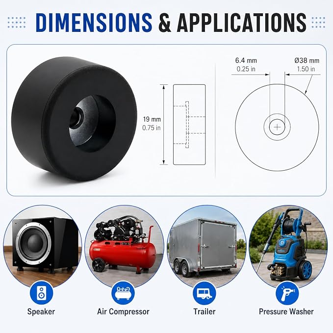 4 Pcs 192310GS Air Compressor Rubber Feet Anti Vibration Foot Pads | Compatible - Image 2