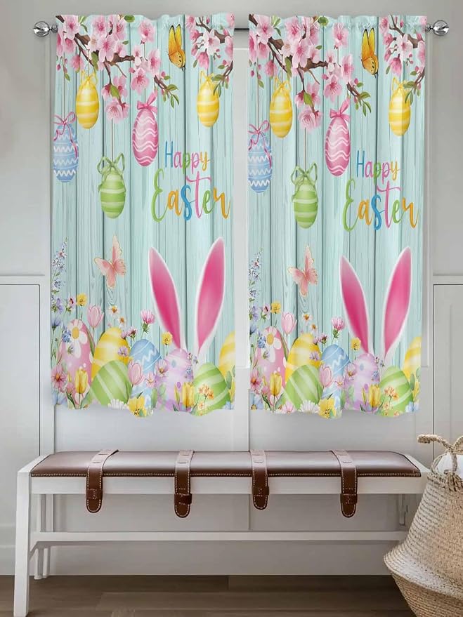 Happy Easter Living Room Curtains 72 Inches length, Spring Bunny Eggs Flower - Image 4