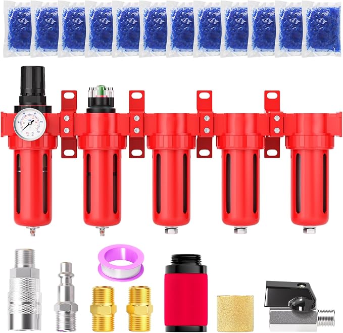 1/4" NPT Industrial Grade 5 Stage Aluminum Air Drying System, Coalescing Filter by MEANLIN