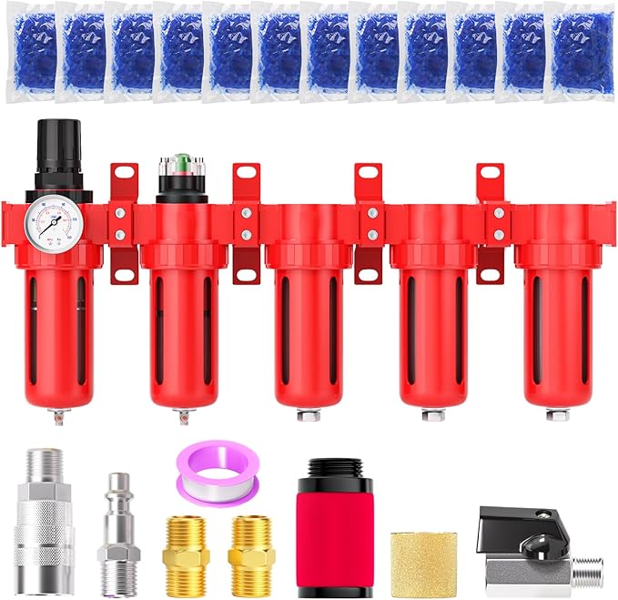1/2" NPT Industrial Grade 5 Stage Aluminum Air Drying System, Coalescing Filter by MEANLIN