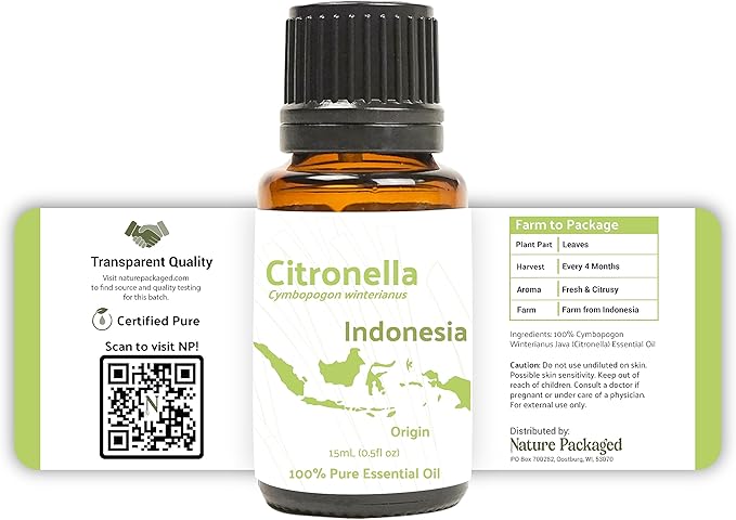 Citronella Essential Oil - Direct from Central Java, Indonesia - Pure Essential Oil for Diffusers and Aromatherapy | 100% Pure Therapeutic Grade (8oz)