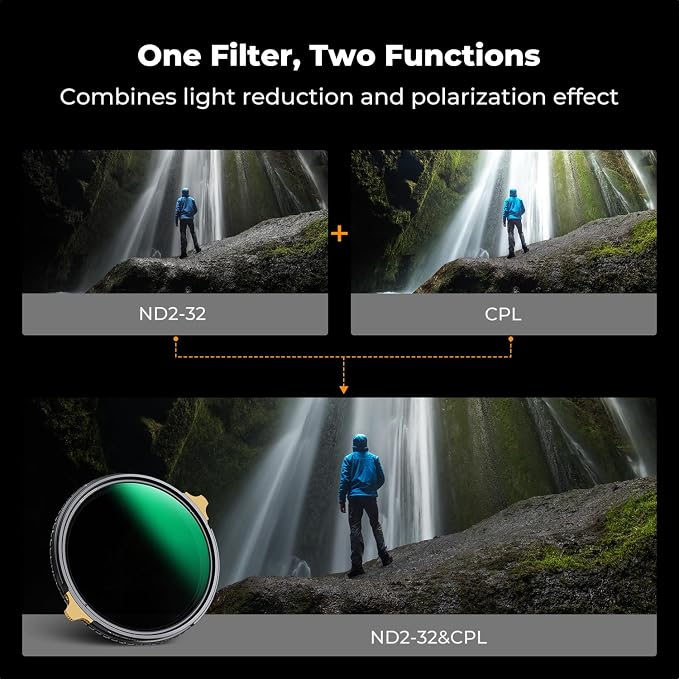 K&F CONCEPT 67mm Variable ND2-32 ND Lens Filter & Circular Polarizing Filter - Image 3