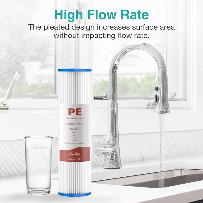 SimPure 10"x2.5" Pleated Polyester Sediment Water Filter Replacement Cartridge - Image 4