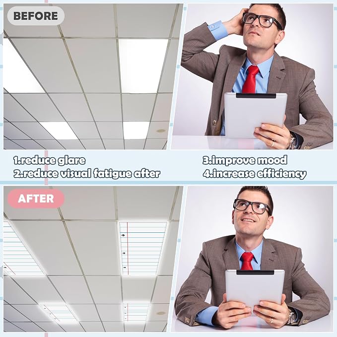 6Pcs Classroom Light Covers for Fluorescent Lights, Magnetic 2x4 FT Ceiling - Image 5