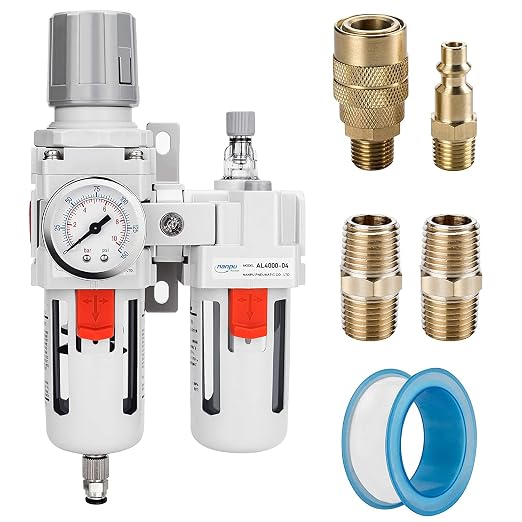 NANPU 1/2" NPT Compressed Air Filter Regulator Lubricator Combo Water/Oil Trap by NANPU