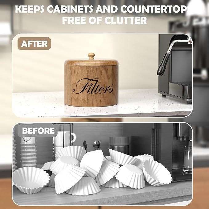Coffee Filter Holder, Wooden Coffee Filter Storage - Image 4