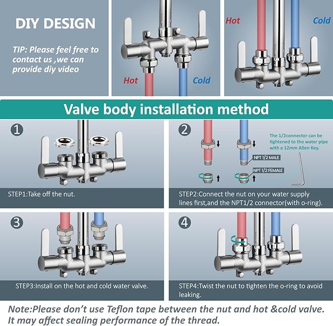 Aolemi Outdoor Shower Fixtures Outdoor Shower Kit Faucet System 3 Inch Center 2 Handle Exposed Shower with Brass Mix Valve with Adjustable Bar Pipe Upward Polish Chrome
