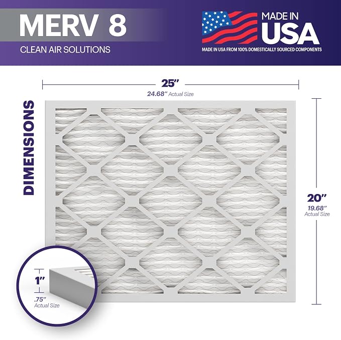 BNX 20x25x1 MERV 8 Air Filter 2 Pack - Image 2