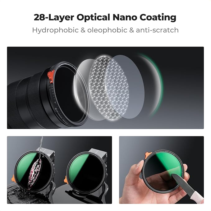 K&F CONCEPT 58mm Ultra-Low Reflectivity Putter Variable ND Filter ND2-ND400 28 - Image 5