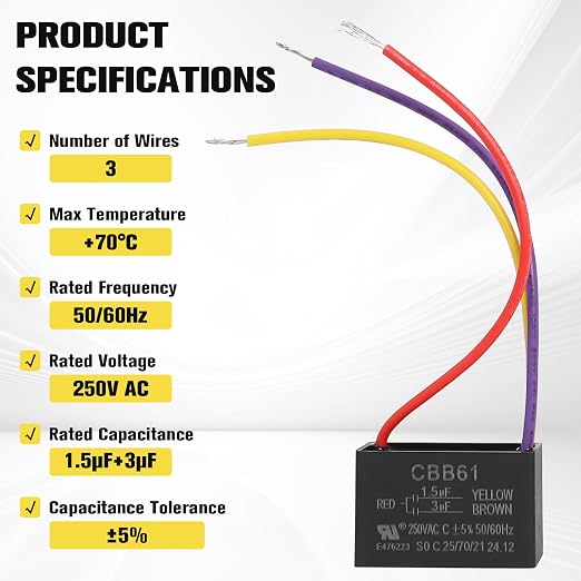 PODOY Ceiling Fan Capacitor .+ - Image 2