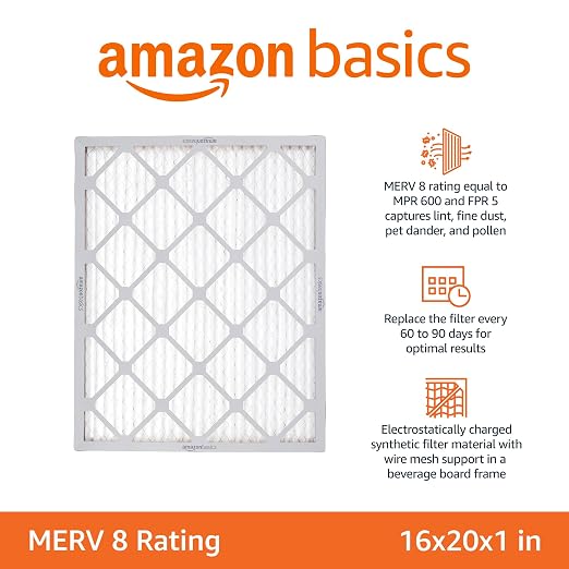 Amazon Basics 16x20x1 Air Filter 6-Pack, MERV 8 AC Furnace Filters, Allergy - Image 2