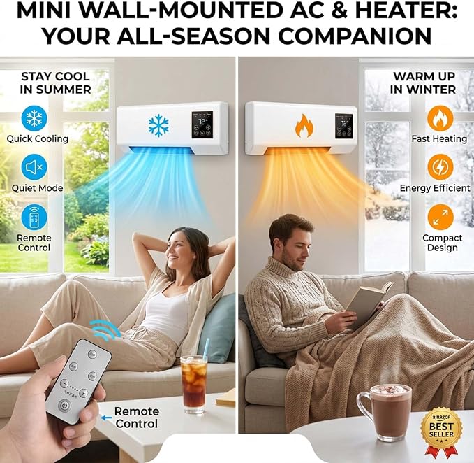 2-in-1 Mini Wall Air Conditioner Fan & Heating System, 110V Smart Portable AC - Image 4