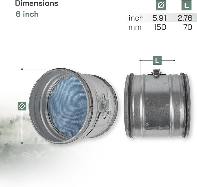 Vent Systems 6" Inch Inline Air Filter - Image 6