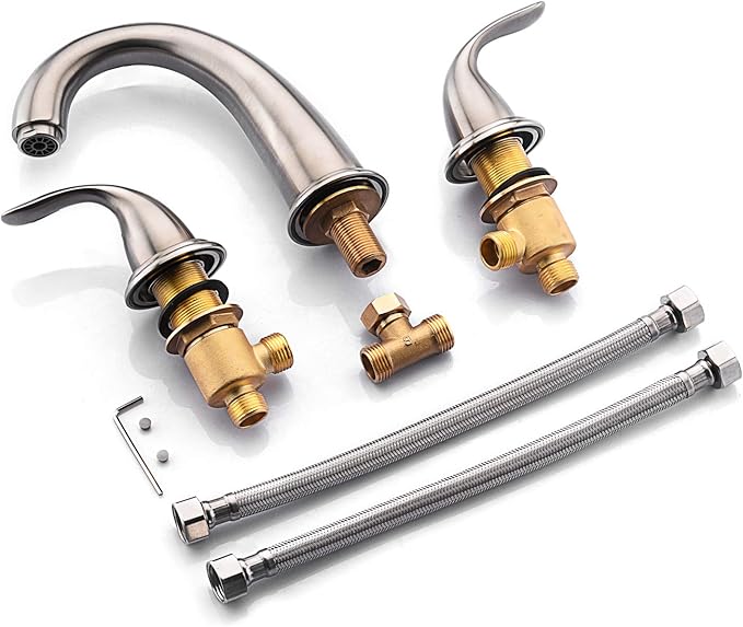 sumerain Two Handle Roman Tub Faucet Brushed Nickel with Valve, High Flow
