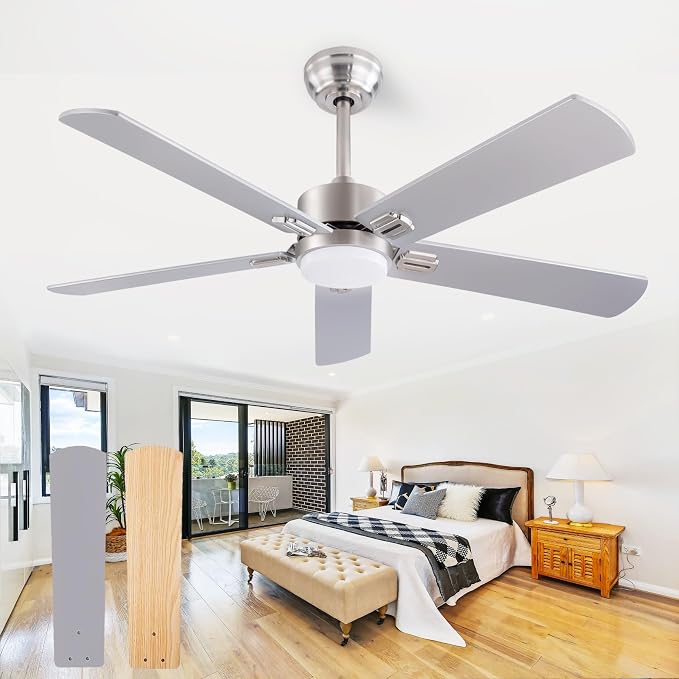 QUTWOB 52" Ceiling Fans with Light and Remote, Farmhouse 5 Blades Quiet by QUTWOB