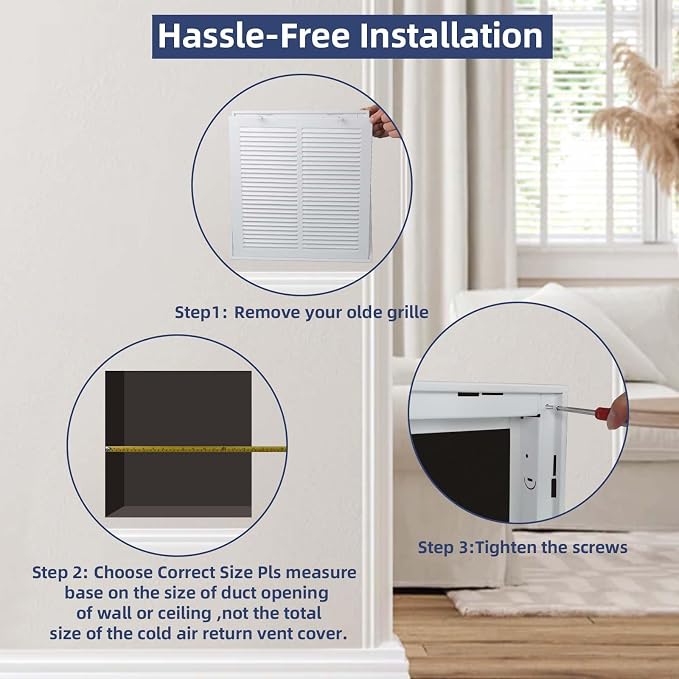 Return Air Grille 20x12, Air Return Vent Cover Grill - Image 6