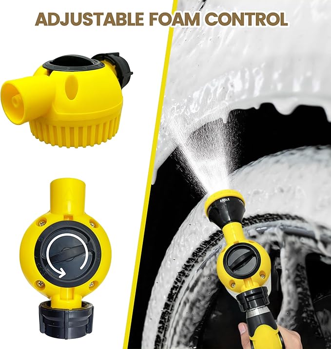 Giant Pet Washing Hose Attachment, 6-in-1 Soap Sprayer Moden Garden Hose Nozzle with 1000cc Soap Dispenser, Dog Bath Brush & Pet Comb, for Watering, Car Wash, Dog and Horse Showering (Yellow)