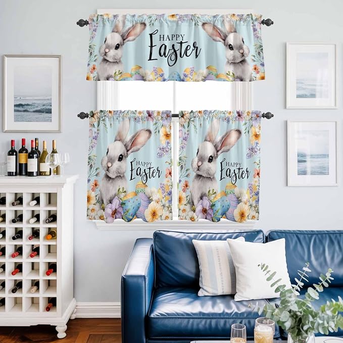 Happy Easter Kitchen Curtains Set 3 Piece - Image 2