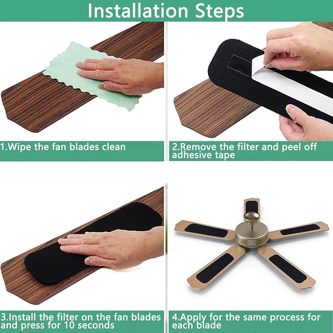 15 Pack Ceiling Fan Filters for Blades, Air Filters - Image 5