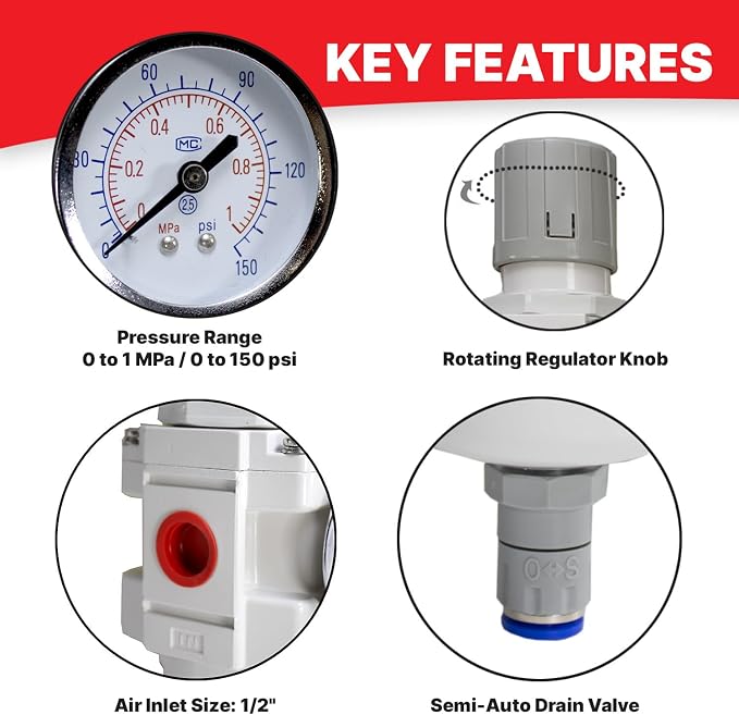 Heavy Duty 1/2" NPT 3 Stage Air Drying System – Industrial Coalescing Filter - Image 4