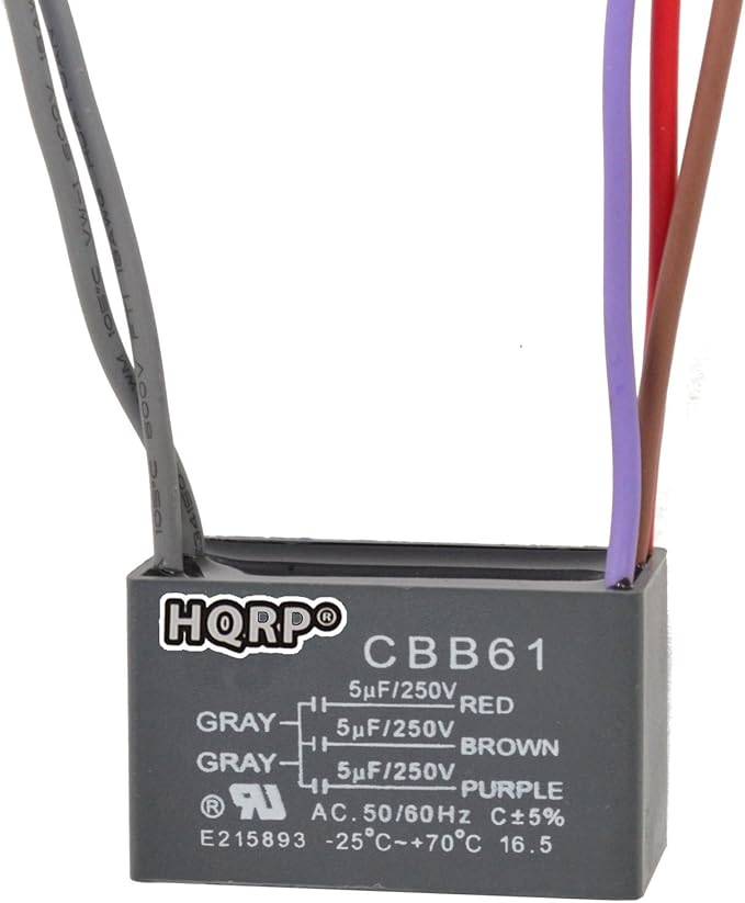 HQRP Ceiling Fan Capacitor CBB61 5uf+5uf+5 uf 5-Wire by HQRP