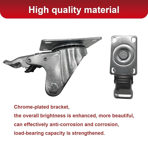 8 Pcs 4 Inch Heavy Duty Casters, Lockable Swivel Bearing Caster - Image 3