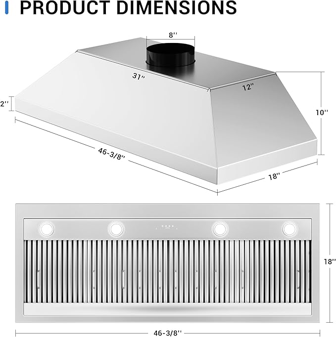 CT Copper Tailor Built-in Range Hood Insert Vent 48 Inch, 1150 CFM - Image 6