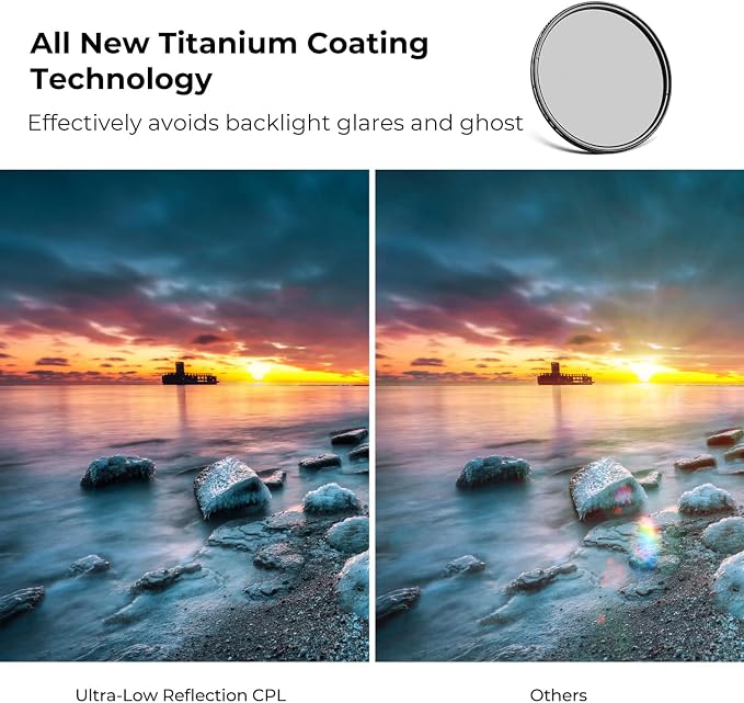 K&F CONCEPT 62mm Ultra-Low Reflectivity Polarizers Filter, 28 Multi-Layer - Image 3