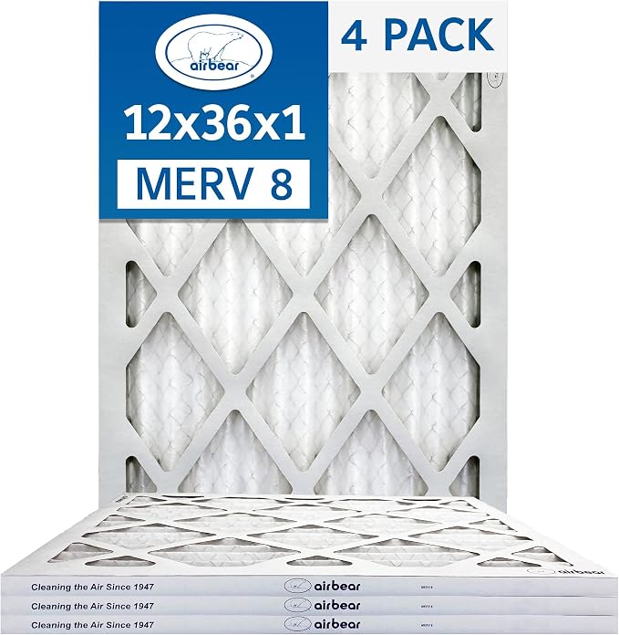 12x36x1 Air Filter MERV 8 TRION Air Bear Pleated HVAC Air Filter Replacement by Trion