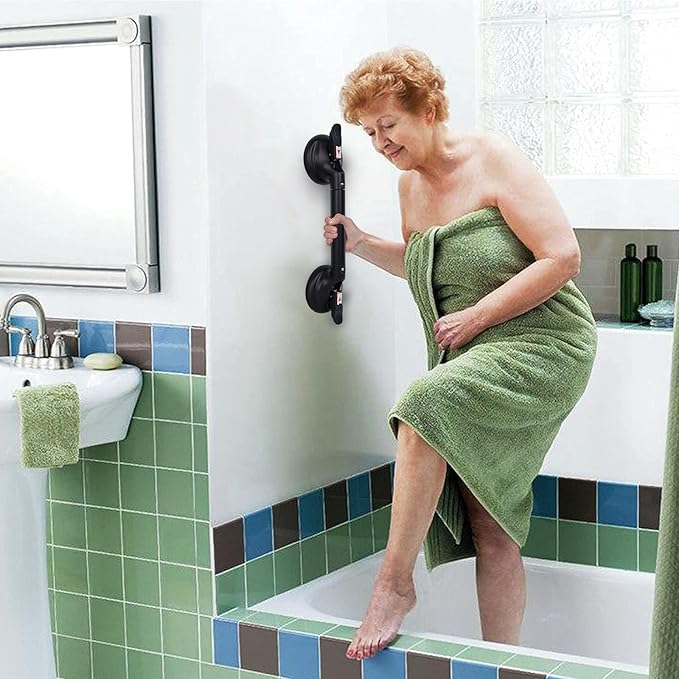 19inch Suction Shower Grab Bar, Portable Shower Handle Bar Suction Grip Bar Bathtub Handle with Strong Hold Suction Cup Fitting and Rapid Release for Bathroom(Max Capacity :300lb)