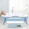 Portable Bathtub Portable Tub for Adults, 56" Foldable Bathtub for Adults Free Standing Tub for Shower, Ice Bath, Sitz Bath, Freestanding Bathtubs with Neck Pillow Blue