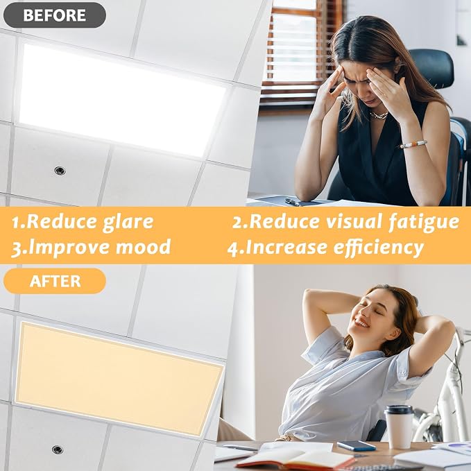 QOUBAI 6 Pcs Fluorescent Light Covers, 4 x 2 Ft Magnetic Light Filters - Image 4