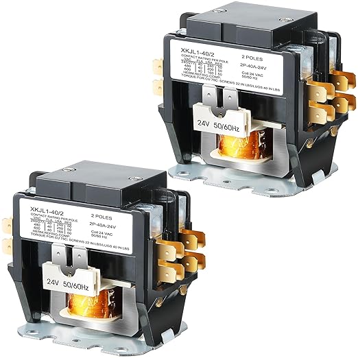 Dreyoo 2 Pcs 24V Coil 40A 2 Pole Air Conditioner Contactor, UL Certified HVAC by Dreyoo