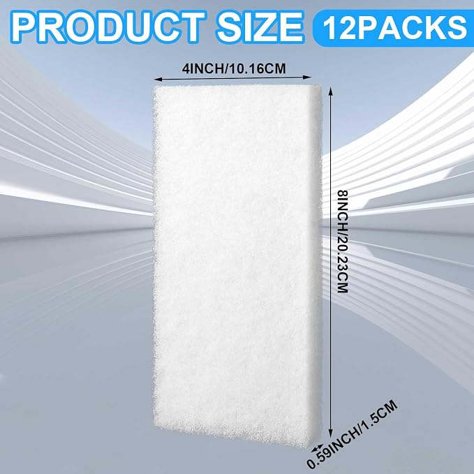12 Pack Filter Pads for Aquarium Fish Tanks, Aquarium Polyethylene Media Pads - Image 2