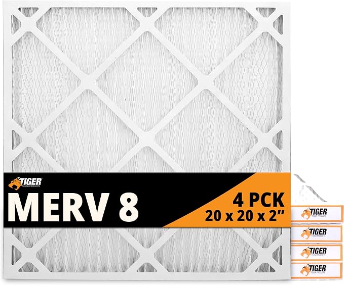 Tiger Tough 20x20x2 Air Filter MERV 8 MPR 600-800, High-Performance Pleated by TIGERTOUGHPRODUCTS
