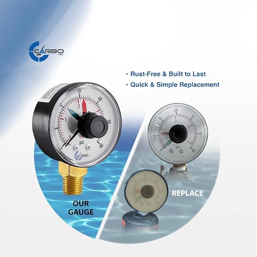 Pool Filter Pressure Gauge, 60 psi, 1/4" NPT Brass Connection, Teflon Included - Image 4