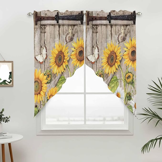 Farmhouse Sunflowers Swag Valances - Image 3