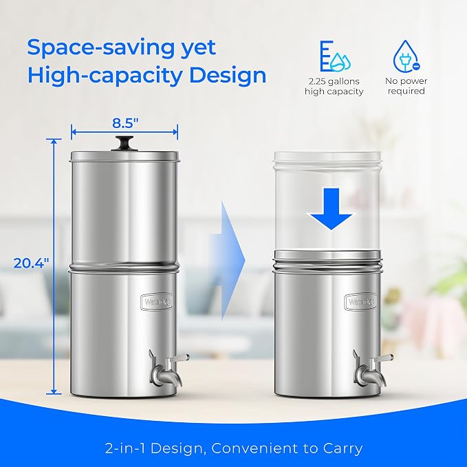 Waterdrop Gravity Water Filter, 2.25G Stainless-Steel System - Image 7