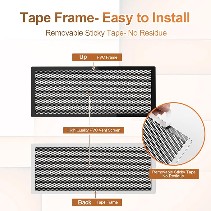 Floor Register Vent Cover- 4"x10" Air Vent Screen Mesh, Frame Tape Perfect - Image 4