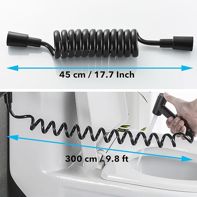 Sink Faucet Sprayer Set, Handheld Bidet Sprayer for Toilet, Metal Sprayer, with M22 M24 G1/2 Adapters and 3m Hose for Kitchen Sink, Bathroom or Toilet, Matte Black. (Faucet Not Included)
