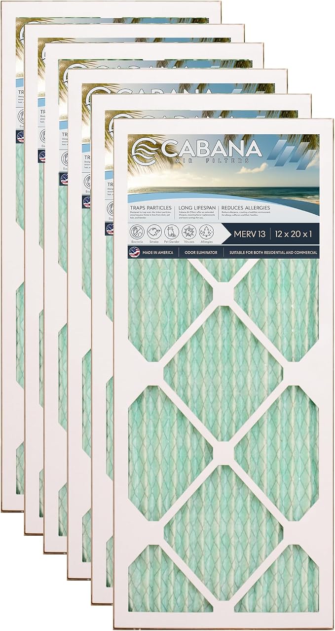 Cabana Filters 6-Pack 12x20x1 MERV 13 AC Furnace Air Filter by CabanaAirFilters