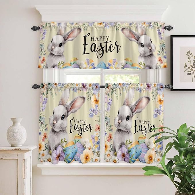 Happy Easter Kitchen Curtains Set 3 Piece - Image 9
