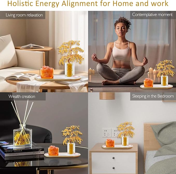 Runyangshi Citrine Crystal Tree of Life & Natural Crystal Ore Diffuser Set - Image 7