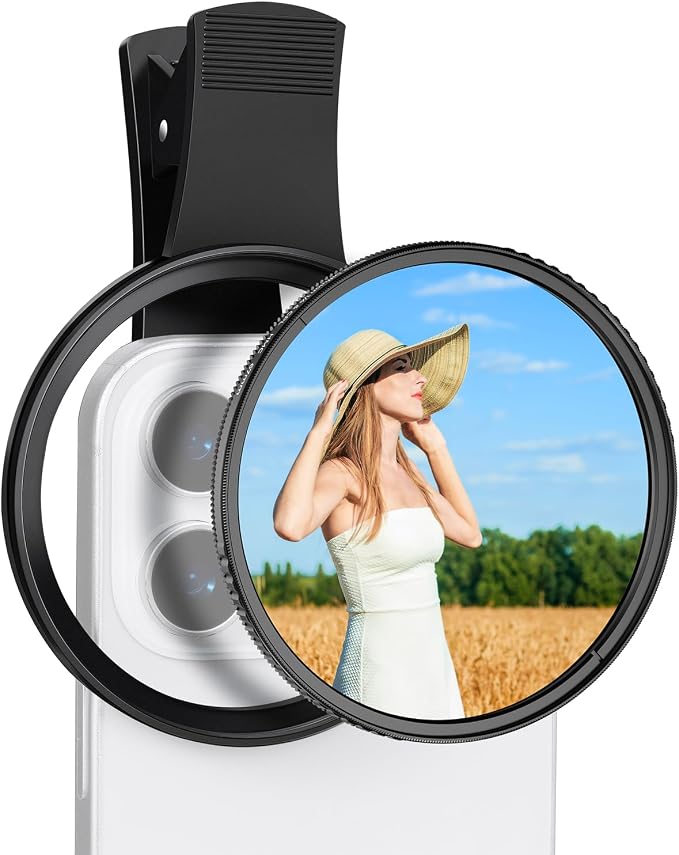 K&F CONCEPT 67mm Clip-on Black Diffusion 1/4&CPL Phone Camera Lens Filter Kit by KFCONCEPT