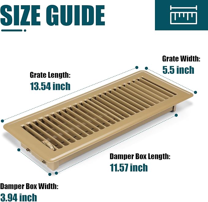 VOISEN Floor Register 4x12, 4 Pack Floor Vent Covers, Steel Adjustable Air - Image 2