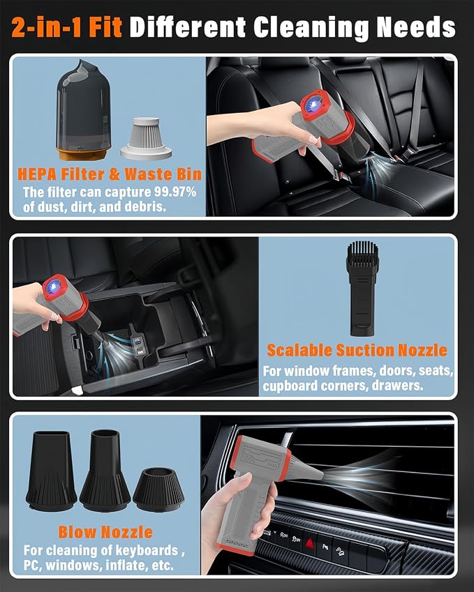 Compressed Air Duster, 130K RPM Powerful Cordless Mini Blower - Image 4