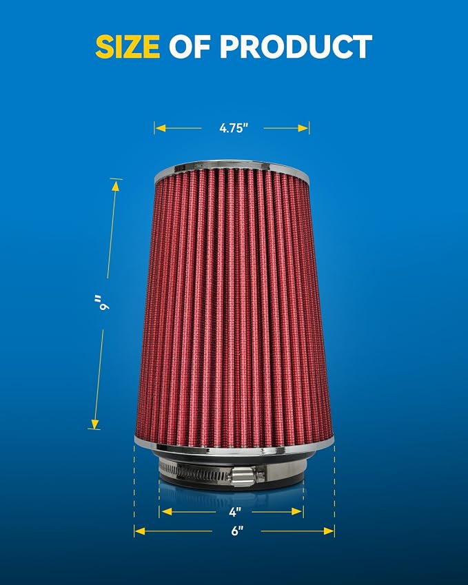 PHILTOP Universal Clamp-On Air Intake Filter, Replacement Air Filter: High Flow - Image 3