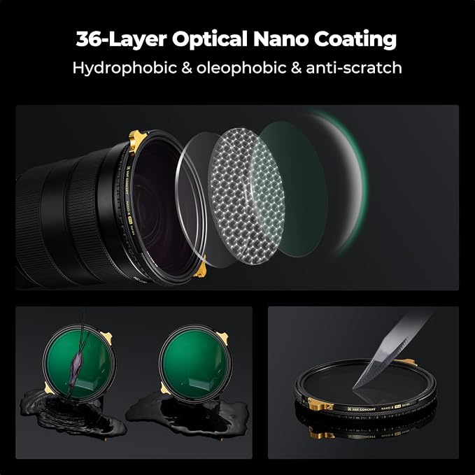 K&F CONCEPT 72mm Variable ND2-32 ND Lens Filter & Circular Polarizing Filter - Image 5