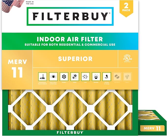 Filterbuy 18x18x2 Air Filter MERV 11 Superior Pet & Allergy Defense, by Filterbuy