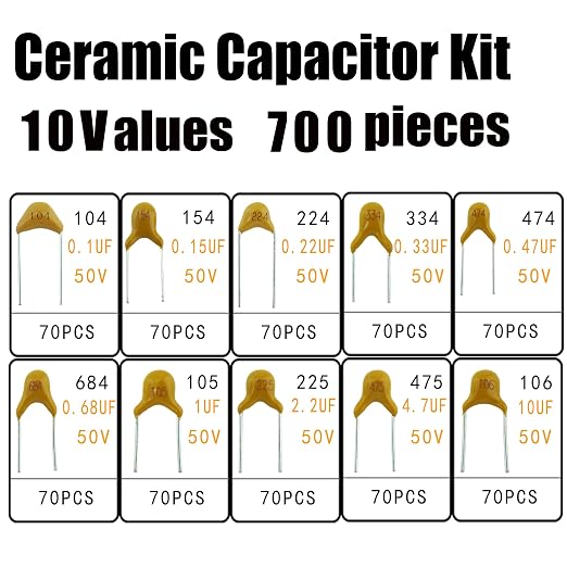 10 Type Values 700pcs Ceramic Capacitor Assortment kit Packaged - Image 4